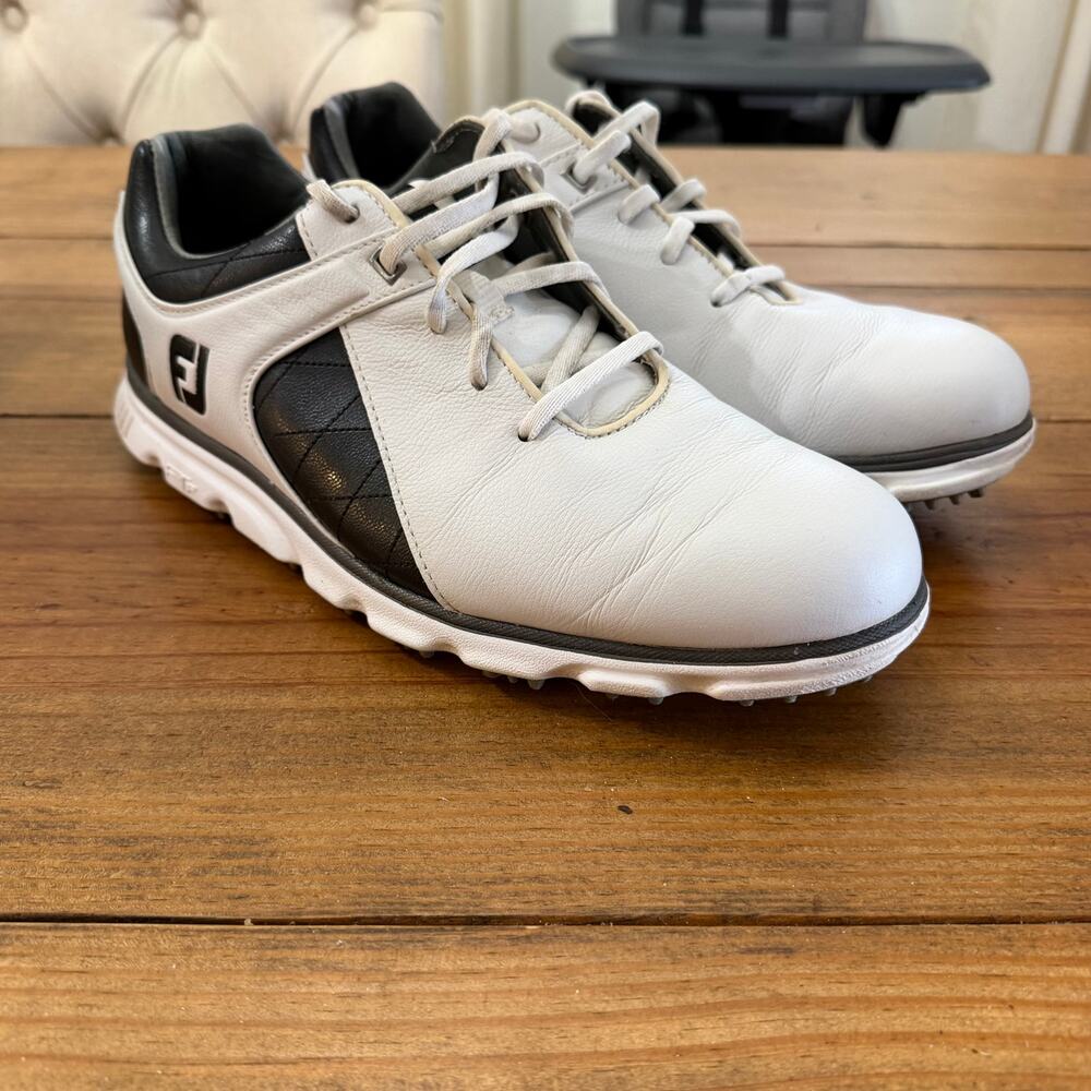 FootJoy Pro SL White & Black Leather Spikeless Golf Shoes Men's 9.5